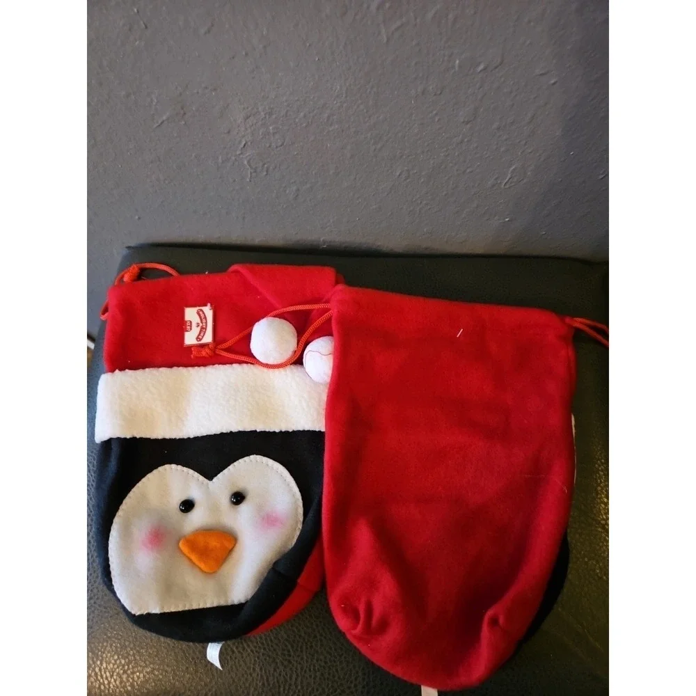 Christmas Gift Bags‎ set of 4 reusable Cotton cloth Craft Bags Draw String Bags